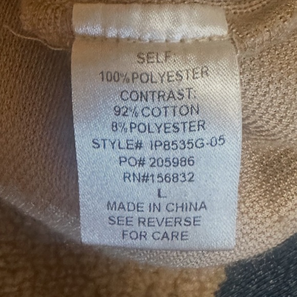 BiBi Half Zip Fleece Denim Pullover Size Large Latte Long Sleeve Pockets - Picture 12 of 14